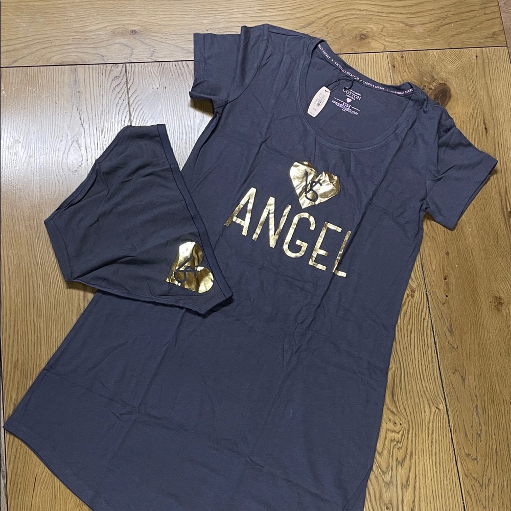 Victoria's Secret Black Pajama Set with Gold Accents